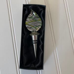 Wine Stopper Hand Blown Glass Art Wine Stopper Cork Host Cocktail Happy Hour